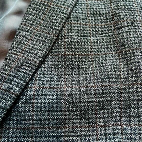 Chaps Men's Wool Sport Coat Black/Brown/Gray Houndstooth Size 44L - Picture 8 of 11